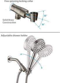 img 1 attached to Высококачественная насадка для душа с оригинальным никелированным покрытием и длинным шлангом из нержавеющей стали, 🚿 крепеж из латуни и клапан для регулирования давления воды - идеально подходит для отелей.