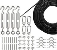 🔒 stainless steel t316 marine grade suspension kit for premium outdoor globe string lights - m6 turnbuckle, 164 ft vinyl coated cable 3.8/32", snap hook, wire eye strap, screw & rope clamp logo