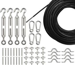 img 4 attached to 🔒 Stainless Steel T316 Marine Grade Suspension Kit for Premium Outdoor Globe String Lights - M6 Turnbuckle, 164 Ft Vinyl Coated Cable 3.8/32", Snap Hook, Wire Eye Strap, Screw & Rope Clamp