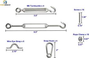 img 3 attached to 🔒 Stainless Steel T316 Marine Grade Suspension Kit for Premium Outdoor Globe String Lights - M6 Turnbuckle, 164 Ft Vinyl Coated Cable 3.8/32", Snap Hook, Wire Eye Strap, Screw & Rope Clamp