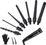 🎁 ohuhu 7 in 1 curling iron wand set - interchangeable ceramic barrel with heat protective glove for all hair types - dual voltage hair curler in black - perfect christmas gift logo