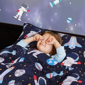 img 1 attached to PiccoCasa Comforter Pillowcases Astronaut All Seasons