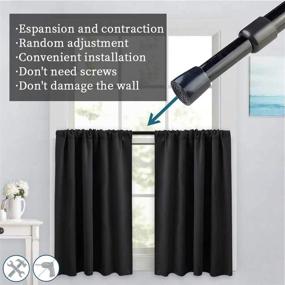 img 2 attached to Adjustable 28-43 Inch Black Spring Tension Curtain Rod - Heavy Duty, Extendable, and Versatile for Kitchen, Bathroom, Window, Bookshelf, Closet