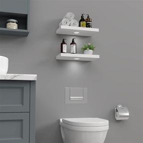 img 1 attached to Enhance Your Space with the WELLAND White Floating Shelf- Wall Mounted Storage and Motion Sensor Light for Bedroom, Bathroom, Kitchen, and Living Room