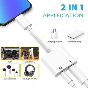 img 1 attached to Apple MFi Certified Lightning to 3.5mm Headphones Jack Adapter - 2 Pack: iPhone Charger, Aux Audio Splitter, iOS Support & Volume Control