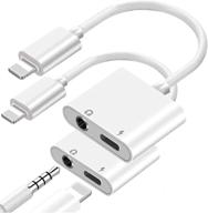 apple mfi certified lightning to 3.5mm headphones jack adapter - 2 pack: iphone charger, aux audio splitter, ios support & volume control logo