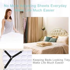 img 3 attached to 🔒 Kelofty 8PCS Fitted Sheet Clips: Secure Bed Sheet Holder Straps with 3 Non-Slip Clips | Upgrade 3-Bands Mattress Clips for Sheets | Premium Mattress Sheet Straps & Fasteners | Mattress Holder Clips - 2 Sets