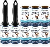 pet hair lint rollers - extra sticky remover for clothes, furniture, carpet, couch - travel size cat dog hair roll - 2 handles + 8 refills - 64 sheets/roller (512 sheets total) logo