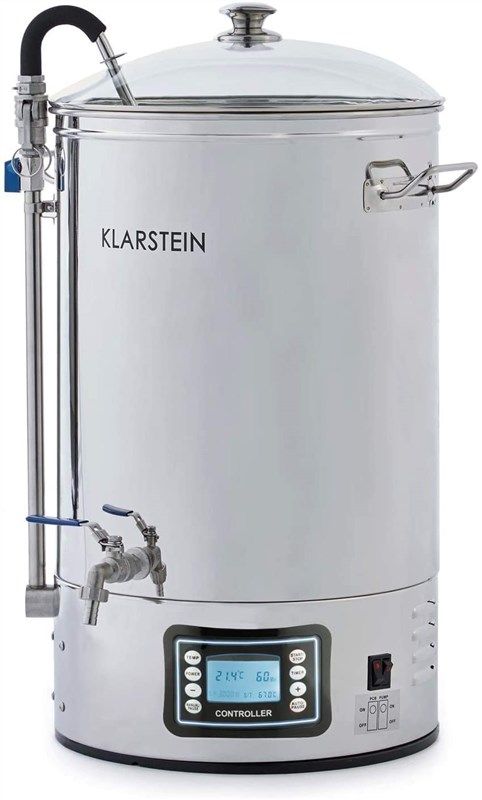 KLARSTEIN Mundschenk Beer Brewer - Complete Home Brewing System, Mash Tun,  Home Fermentation of Beer and Wine, LCD and Touch Panel, 304 Stainless