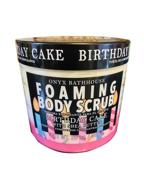 🎂 birthday cake onyx bath house foaming bath scrub 20 oz - enriched with shea butter! gentle exfoliating and hydrating body scrub for skin logo