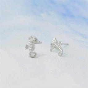 img 2 attached to Boma Sterling Seahorse Earrings Zirconia