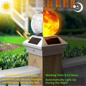 img 2 attached to Enhance Your Outdoor Space with BlueYang Solar Post Flame Light - Waterproof Deck Round Post Fence Cap LED Light, Decorative 4 Pack Solar Powered Post Top Garden Light for Various Post Sizes (4x4, 5x5, 6x6, 3.5x3.5, 4.5x4.5) - Vinyl & Wood Post-Compatible