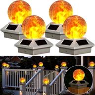 enhance your outdoor space with blueyang solar post flame light - waterproof deck round post fence cap led light, decorative 4 pack solar powered post top garden light for various post sizes (4x4, 5x5, 6x6, 3.5x3.5, 4.5x4.5) - vinyl & wood post-compatible logo