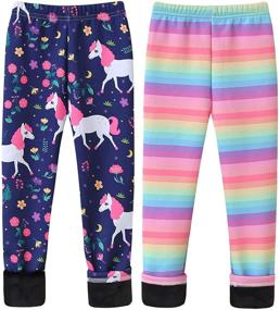 img 4 attached to Velvet Leggings Fleece Lined Length Unicorn Girls' Clothing in Leggings