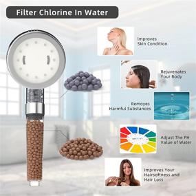 img 3 attached to Enhance your Shower Experience with Easyroom LED Shower Head: Filters, High Pressure Handheld Shower, 3 Temperature-Controlled Lights, Hose, and Beads for Dry Skin & Hair