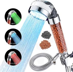 img 4 attached to Enhance your Shower Experience with Easyroom LED Shower Head: Filters, High Pressure Handheld Shower, 3 Temperature-Controlled Lights, Hose, and Beads for Dry Skin & Hair