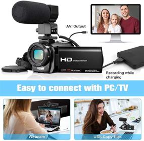 img 3 attached to 📹 Full HD 1080P 30FPS 24MP Camcorder for YouTube Vlogging with Digital Zoom, Rotating Screen, Remote Control, Hood, and Dual Batteries