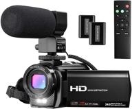 📹 full hd 1080p 30fps 24mp camcorder for youtube vlogging with digital zoom, rotating screen, remote control, hood, and dual batteries logo