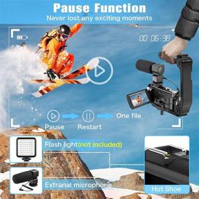 img 1 attached to 📹 Full HD 1080P 30FPS 24MP Camcorder for YouTube Vlogging with Digital Zoom, Rotating Screen, Remote Control, Hood, and Dual Batteries