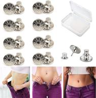 👖 revamped button pins for jeans pants: upgraded waist reduction solution – 8 sets of adjustable & reusable metal snap tack fasteners (17mm) logo