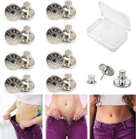 img 4 attached to 👖 Revamped Button Pins for Jeans Pants: Upgraded Waist Reduction Solution – 8 Sets of Adjustable & Reusable Metal Snap Tack Fasteners (17mm)