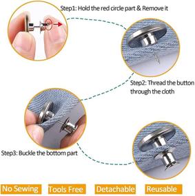 img 2 attached to 👖 Revamped Button Pins for Jeans Pants: Upgraded Waist Reduction Solution – 8 Sets of Adjustable & Reusable Metal Snap Tack Fasteners (17mm)