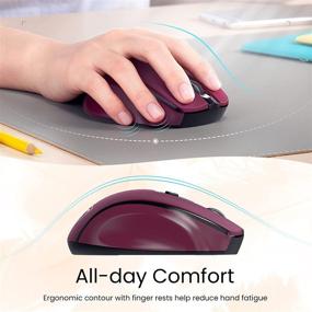 img 3 attached to 2.4G Wireless Ergonomic Computer Mouse with USB Receiver, Finger Rest, 5 Adjustable DPI Levels - Mobile 2400DPI USB Mice for Laptop, Chromebook, Notebook, MacBook, Computers (Wine)