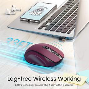 img 1 attached to 2.4G Wireless Ergonomic Computer Mouse with USB Receiver, Finger Rest, 5 Adjustable DPI Levels - Mobile 2400DPI USB Mice for Laptop, Chromebook, Notebook, MacBook, Computers (Wine)