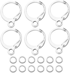 img 4 attached to 🔗 160-Piece Set of Leverback Hooks: 60 Round Hypoallergenic Earring Hooks, Lever Back Dangle Ear Wire Earring French Hooks for DIY Earring Jewelry Making, Includes 100 Jump Rings (Silver-12785)