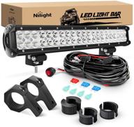 🔦 nilight 20 inch 126w led light bar off-road spot flood combo with mounting bracket horizontal bar tube clamp, wiring harness- 2 leads, 2 years warranty, model: zh063 logo