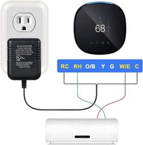 img 2 attached to Black 24 Volt Transformer & C Wire Adapter for Ecobee, Nest, Honeywell Smart WiFi Thermostats, Ring, Blink Video, Nest Hello, Skybell, August Doorbell: Power Supply Compatibility