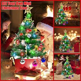 img 1 attached to 🎄 Evoio Table Top Christmas Tree: 24 Inch Mini Tree with LED Lights & Ornaments for Holiday Decor