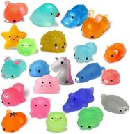 🎉 s&e teacher's edition 60pcs glitter mochi squishy toys: cute animals, assorted colors - perfect party favors for kids logo