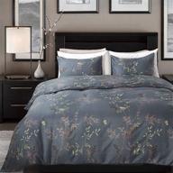 👑 cozyholy luxury royal style duvet cover set with baroque design, vintage bohemian vibes, and ultra soft zipper closure - queen size, dark grey with luxury golden leaf pattern logo
