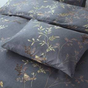 img 1 attached to 👑 Cozyholy Luxury Royal Style Duvet Cover Set with Baroque Design, Vintage Bohemian Vibes, and Ultra Soft Zipper Closure - Queen Size, Dark Grey with Luxury Golden Leaf Pattern
