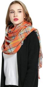 img 3 attached to Warm up this Winter with Luxina's 2Pcs Large Tartan Scarf Plaid Blanket Shawl - A Must-have Pashmina for Women!