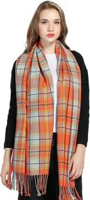 img 2 attached to Warm up this Winter with Luxina's 2Pcs Large Tartan Scarf Plaid Blanket Shawl - A Must-have Pashmina for Women!
