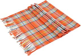 img 4 attached to Warm up this Winter with Luxina's 2Pcs Large Tartan Scarf Plaid Blanket Shawl - A Must-have Pashmina for Women!