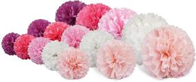 img 2 attached to Voplop Paper Pom Poms - 20 pcs - Pink Mix - 8, 🎉 10, 14 Inch - Wedding & Birthday Decor - Table, Wall & Event Decoration