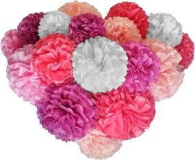 img 4 attached to Voplop Paper Pom Poms - 20 pcs - Pink Mix - 8, 🎉 10, 14 Inch - Wedding & Birthday Decor - Table, Wall & Event Decoration