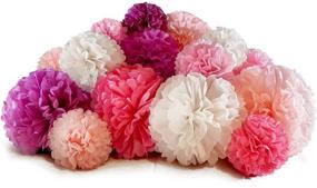 img 3 attached to Voplop Paper Pom Poms - 20 pcs - Pink Mix - 8, 🎉 10, 14 Inch - Wedding & Birthday Decor - Table, Wall & Event Decoration