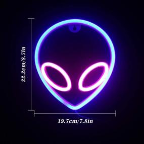 img 2 attached to Wanxing Alien Neon Signs: Vibrant Pink/ Blue LED Lights for Stylish Bedroom, Hotel, Shop, or Office Wall Decor – Perfect Party Supply and Gift