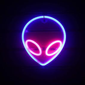 img 4 attached to Wanxing Alien Neon Signs: Vibrant Pink/ Blue LED Lights for Stylish Bedroom, Hotel, Shop, or Office Wall Decor – Perfect Party Supply and Gift