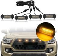 enhanced led grille lights and harness for toyota tacoma trd pro grill (black surface with amber light) - 2016-2021 aftermarket upgrade logo