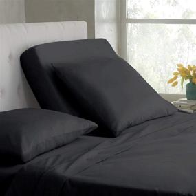 img 2 attached to 🛏️ Best Split King Sheet Sets for Adjustable Beds with Deep Pockets - 400 Thread Count 100% Cotton Half Split Fitted Sheets for 34" Split Top King - Dark Grey Solid