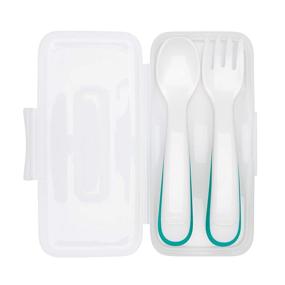 img 2 attached to OXO Tot Plastic Fork & Spoon Set with Travel Case- Teal - 2 Count - Pack of 1: Convenient Utensil Set for On-The-Go Feeding