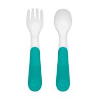 oxo tot plastic fork & spoon set with travel case- teal - 2 count - pack of 1: convenient utensil set for on-the-go feeding logo