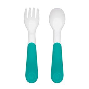 img 4 attached to OXO Tot Plastic Fork & Spoon Set with Travel Case- Teal - 2 Count - Pack of 1: Convenient Utensil Set for On-The-Go Feeding