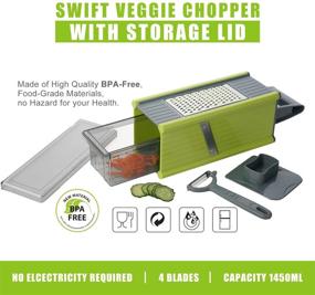 img 3 attached to Kalokelvin 5-in-1 Handheld Box Grater Onion Food Vegetable Chopper Slicer Potato Tomato Grater with Safe Stainless Steel Blades and Built-in Storage Container