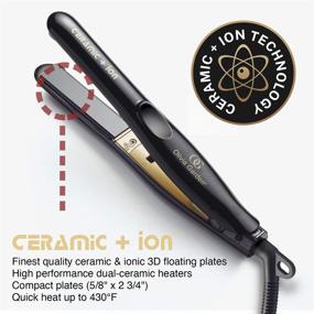 img 3 attached to ✨ Olivia Garden Travel Size 5/8" Ceramic + Ion Professional Flat Iron: Dual Voltage, Heat-Resistant Mat, Pouch & Detangling Brush